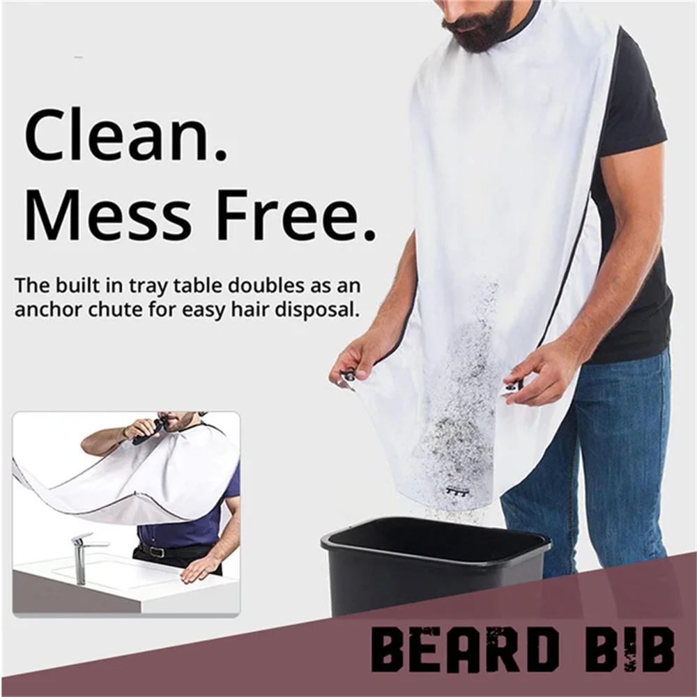 Male Shaving Apron Beard Catcher Cape Care Bib Face Shaved Hair Adult Bibs Shaver Cleaning Hairdresser Gift for Man Clean Apron