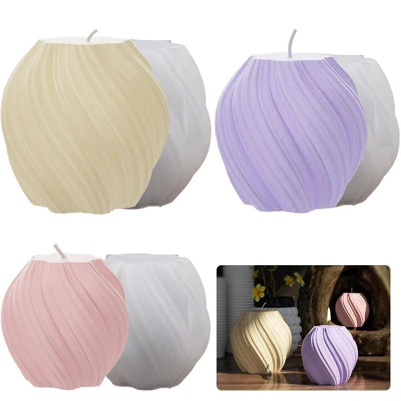 3D Rotating Pillar Candle Silicone Mold Geometric Wave Candle Wax Mould DIY Abstract Art Soap Resin Gypsum Mold Home Craft Decor