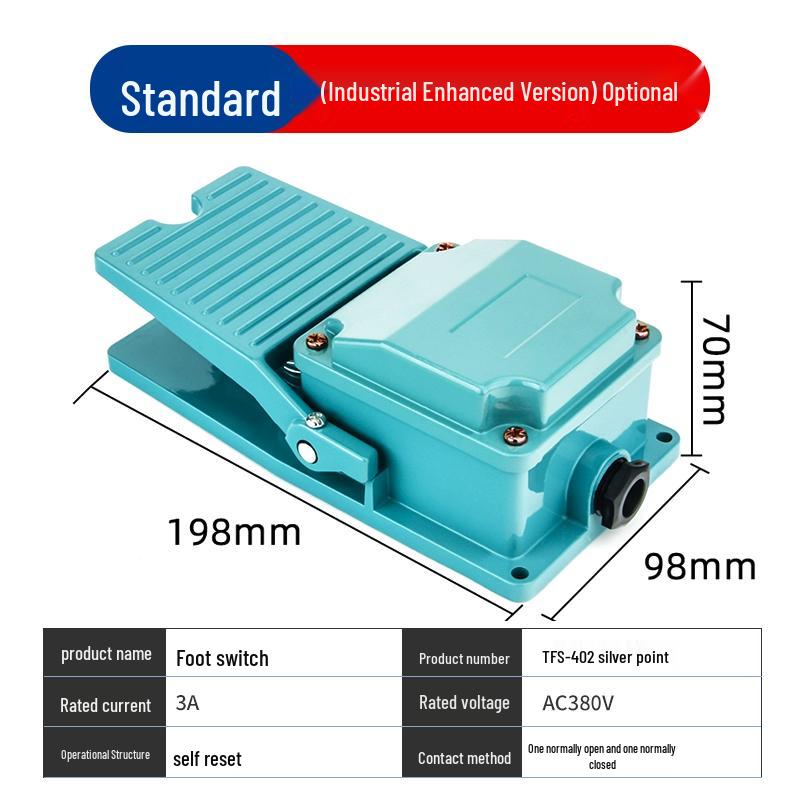 Self-Resetting TFS-201/EKW-B Foot Switch with Cable for Punch Press, 220V
