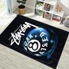 Black Star Texture White Signature Logo Area Rug Non Slip Mat, Dark Starry Street Graffiti Carpet for Living Room Bedroom Decor