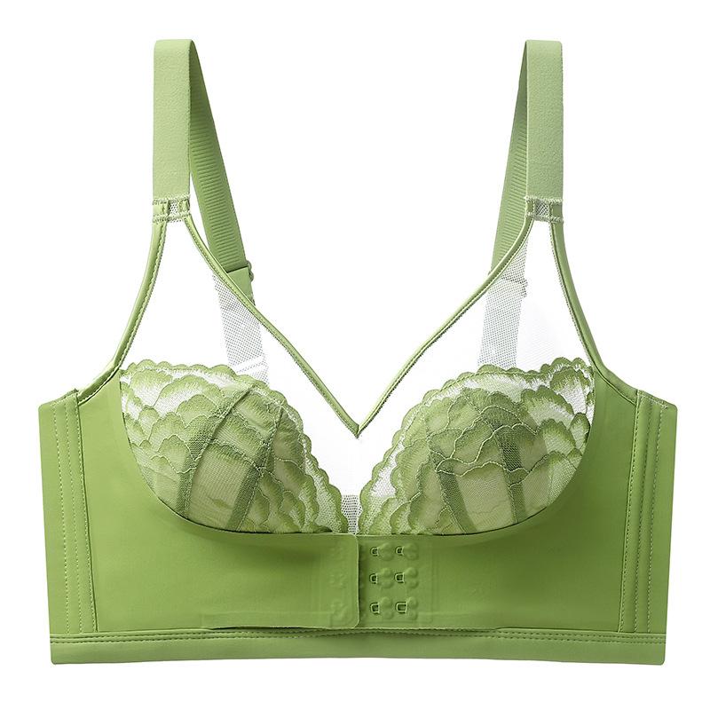 Front buckle type ultra-thin large breasts and small underwear for women without steel rings to gather and prevent sagging and close sub-breasts bra