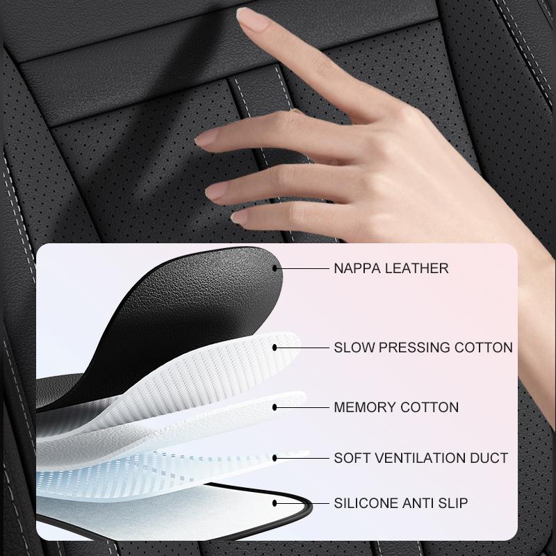 PU Leather Car Seat Covers Full Set Breathable Hole Front Seat Cushion Adjustable Back Seat Protector Waterproof Car Accessory