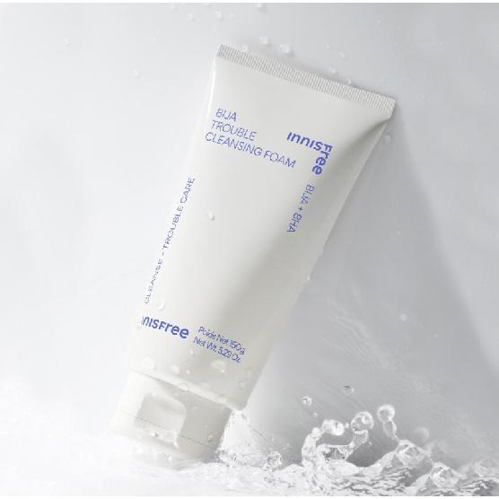 Innisfree Bija Trouble Cleansing Foam 150g,Made for Acne-prone Skin, Help Relieve Blemishes While Getting Rid of Excess Oil and Dirt Inside Pores.