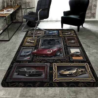 Classic Car Collection Pattern Rug Floor Mat for Living Room or Bedroom Soft and Comfortable Carpet a Gift for Birthday and Holiday.
