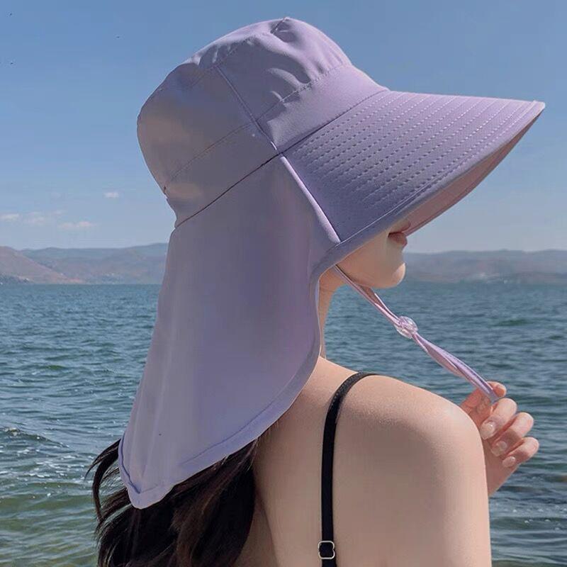 Women's Versatile Sun Hat: UV Protection, Windproof Face Covering, Large Shawl for Cycling and Summer Seaside Activities