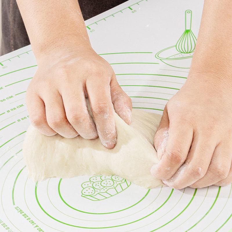 Silicone Baking Mat Non-Slip Reusable Pastry Rolling Mat with Measurement Guide, Heat Resistant Dough Kneading Pad for Baking, Pizza, Bread & Fondant