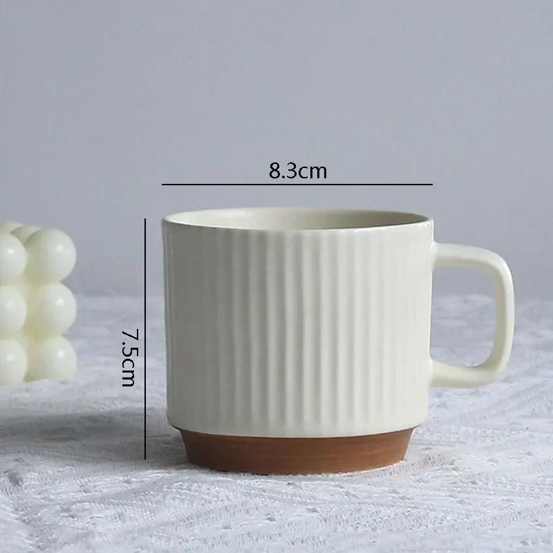 Einfachheit Gestreifte Keramiktasse Einfarbig Saftbecher Büro Milchkaffee Tasse Becher Getränkebecher Familienfrühstückstassen Teetassen