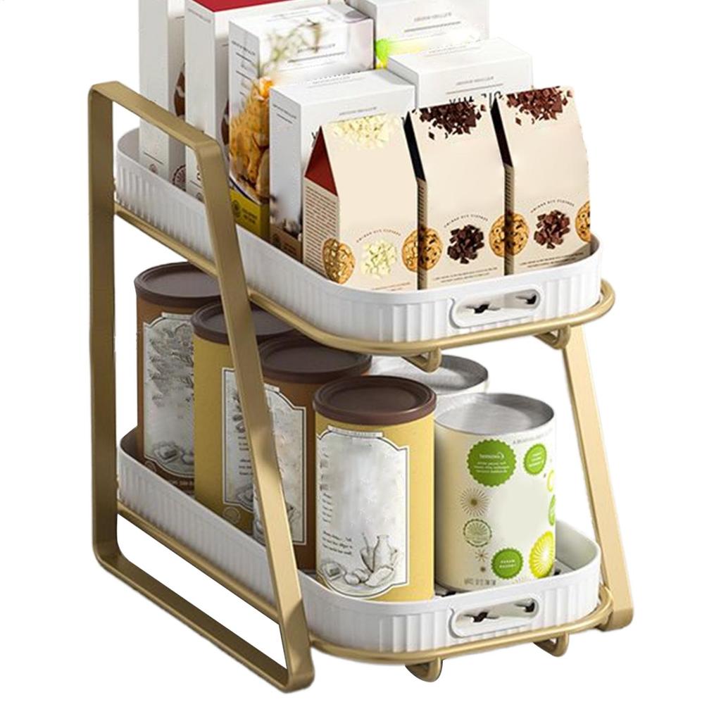 Kitchen Storage Rack 2-Tier Non-Slip Display Organizer Stand Kitchen Storage Shelf for Adults Home Indoor Tabletop Dormitory