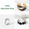 1/3PCS Adjustable White Black Multi Love Heart Cuff Stainless Steel Ring bandChunky Stackable Open Band Rings For Women Jewelry