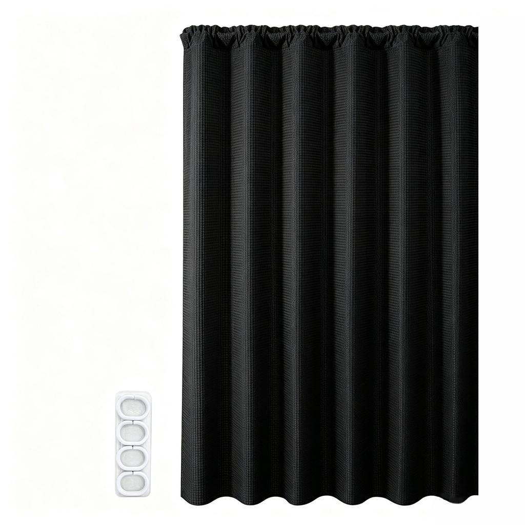 Shower Curtain with 12 Plastic Hooks, 180 cm, for Bathroom and Window