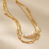 Double Layered Freshwater Pearl Necklace European Style Gold Temperament Necklace For Women