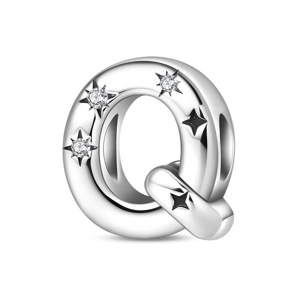 Copper Original 26 Alphabet A-Z Letters Charms Star Zircon Beads Fit Diy Bracelet Fashion Birthday Jewelry For Women Gifts