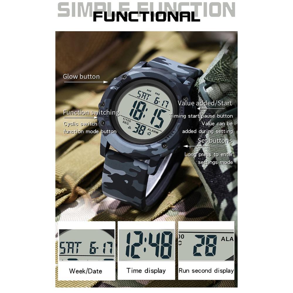 SANDA Camouflage Electronic Watch Outdoor Sports Luminous Student Military Watch Multifunction Digital Electronic Watch