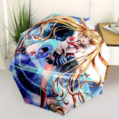 Sailor Moon Crystal Brooch Pin  Anime Accessory for Fans Umbrella, Portable 3 Fold Compact Umbrella for Men & Women,S78