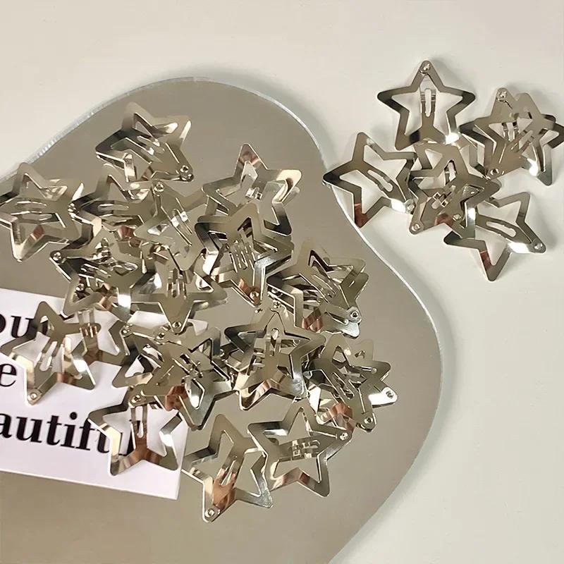 10/50pcs Colorful Kawaii Star Barrettes Y2K Sweet Girls BB Solid Star Hairclips Metal Snap Clip Headdress Hair Jewelry Gifts