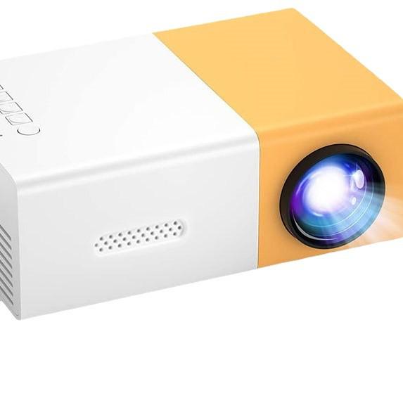 Best-Selling YG300 Yellow-White Mini Portable Projector with Mobile Screen Mirroring for Home Entertainment.