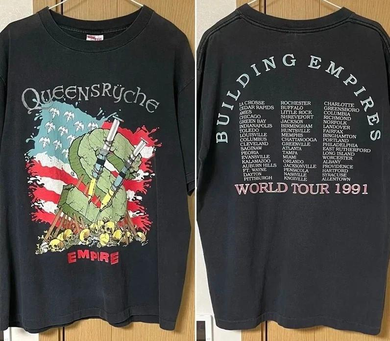 Queensryche Мировой тур 1991 Двусторонняя Черная Ретро-стиль Унисекс Футболка M