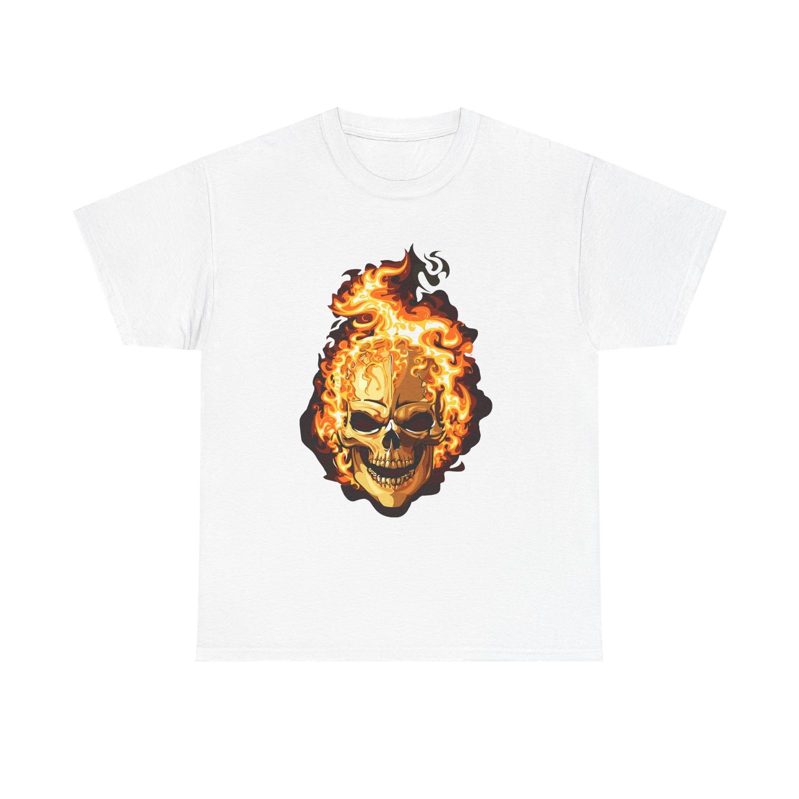 Flaming Skull Graphic Tee, Unisex Cotton Shirt, Edgy T-Shirt for [...] S