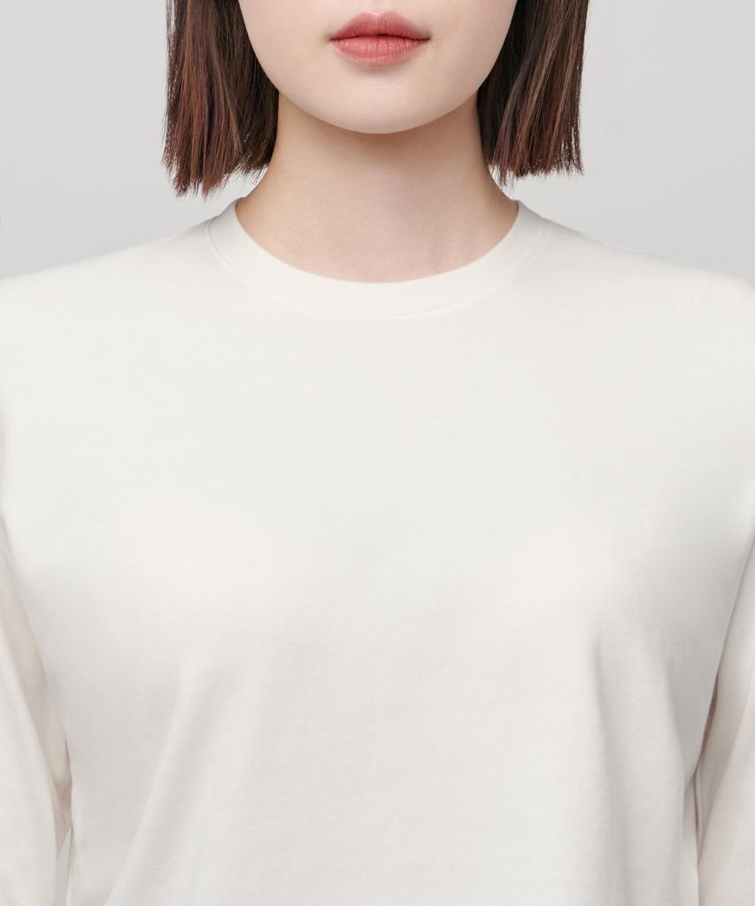 MUSINSA STANDARD WOMAN Women'S Crew Neck Crop Long Sleeve T-Shirt [Cream]