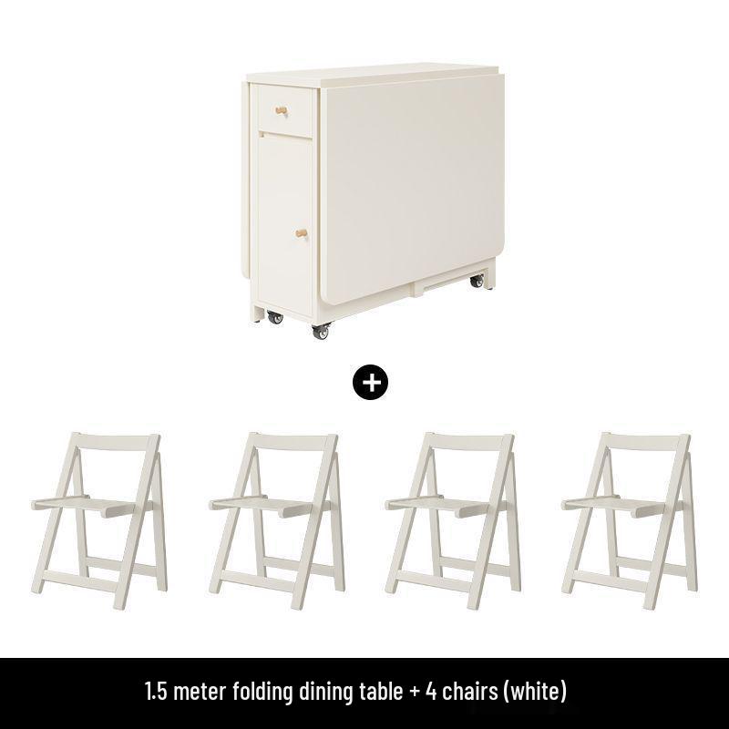 Cream Style Foldable Dining Table and Chair Set - Simple, Multi-Functional, Portable Furniture for Home