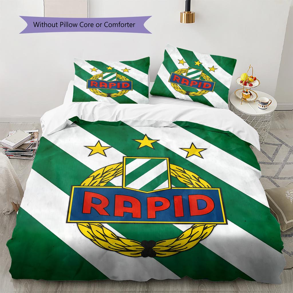 Rapid Wien Pattern Bedding Quilt Set Home Decoration Gift (1 * Duvet Cover + 2 * Pillowcase Without Core)