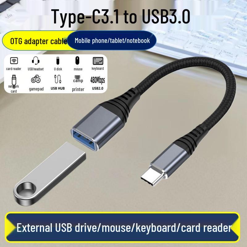 High-Speed Type-C To USB 3.0 OTG Adapter Cable for Mobile, Mouse, and Car Computer Connections
