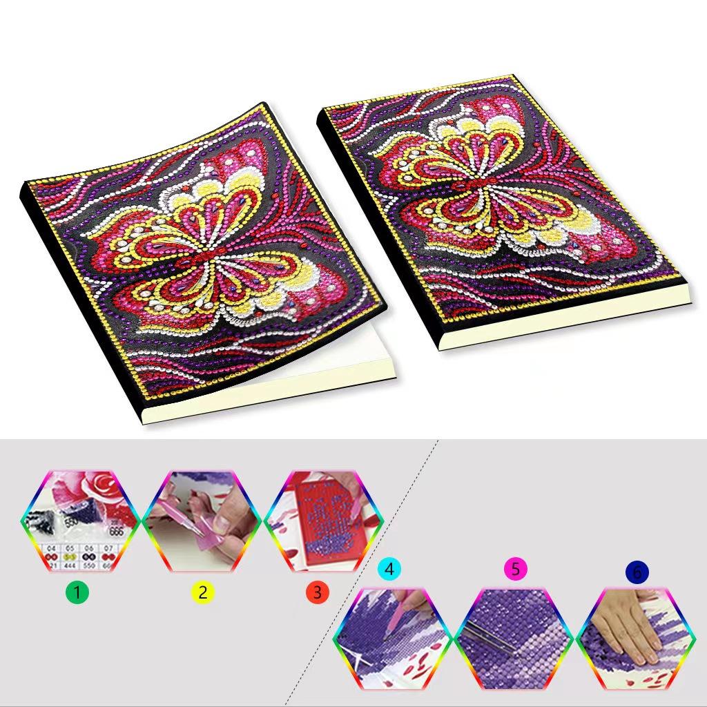 R-YOB01-04  Custom Handmade Leather Diary DIY Crystal Diamond Painting Notebook for Adults