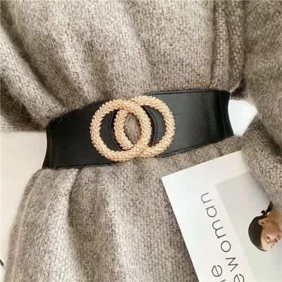 Sale Ladies Elastic Belt, Stylish Elastic Wide Waist Seal, Casual With Skirt Decorated Black Belt