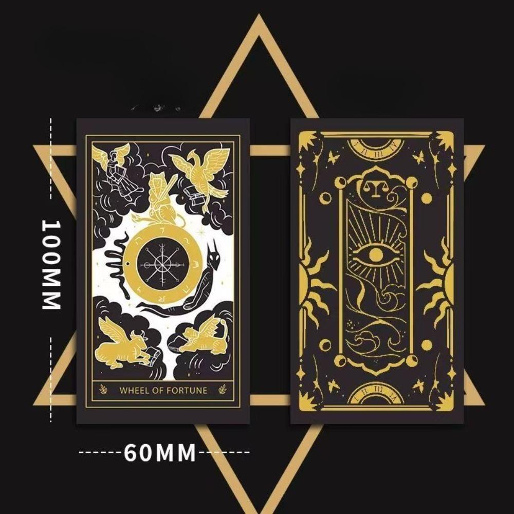 Mystic Noir Elegant Black & Gold Tarot Deck 10*6cm, Full 78-Card Set in Metal Tin, Travel-Size Deck for Wisdom and Guidance