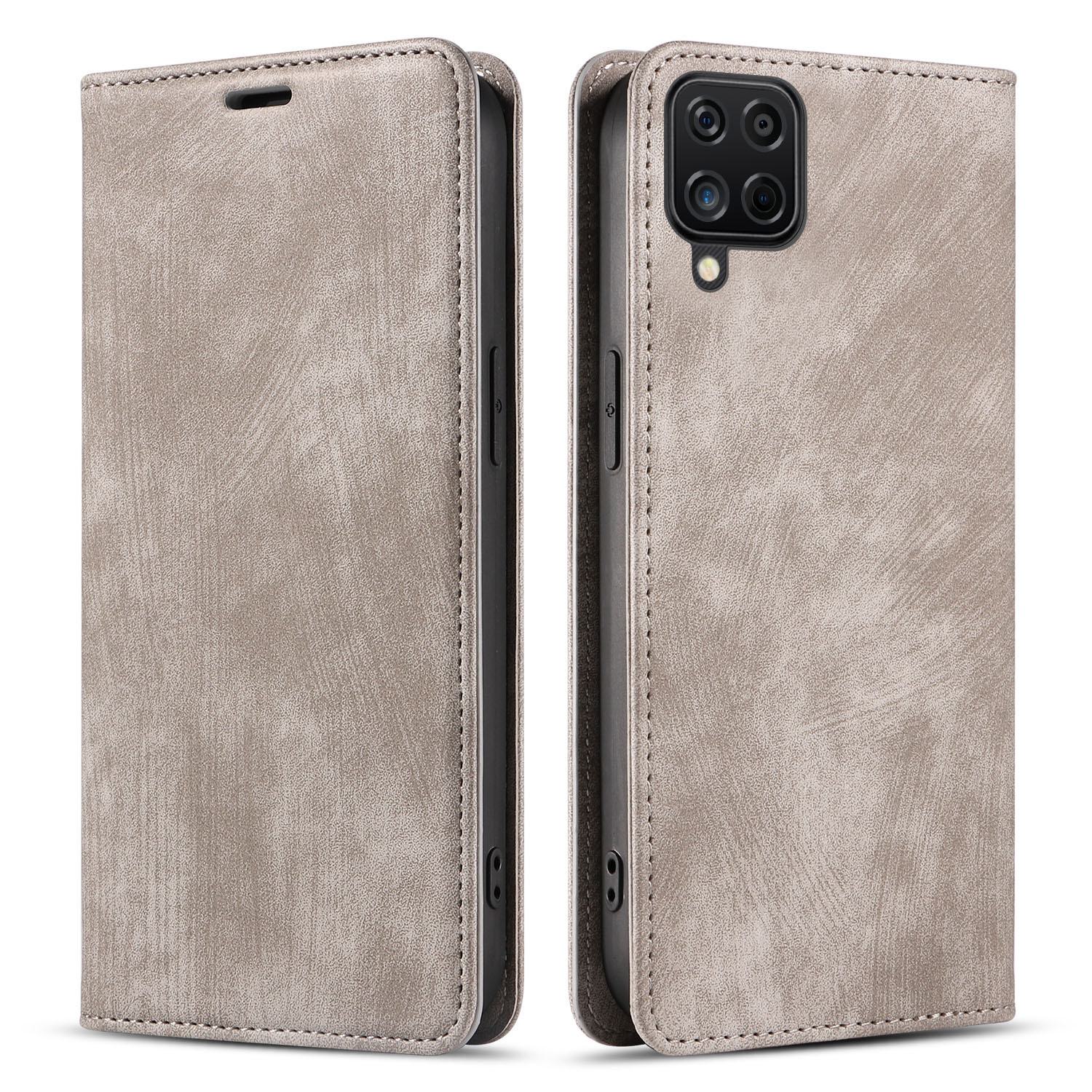 

Кожаный чехол для Samsung A12, A52, A32 5G, A21S, A23 - защитный чехол от падений и магнитной присоски. A12 серый