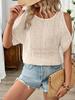 Women's Summer New Style Solid Hollowed Out Shoulder-Slit Batwing Sleeve T-Shirt