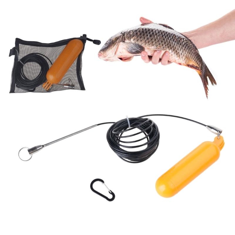 Fish Needle Hook Stringer Replacement Spearfishing Fish Stringer with Stainless Cable and Float Ball Easy to Use