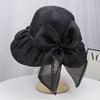 Spring and summer new mesh hat women's temperament elegant travel sun protection sun hat polka dot bow bucket hat