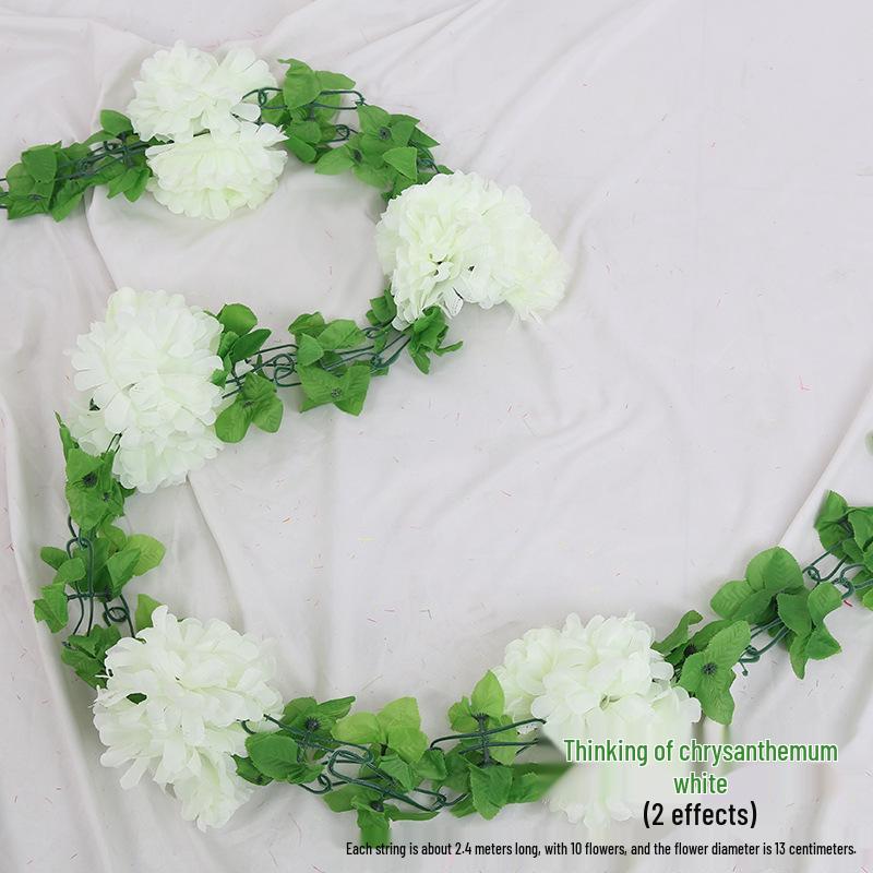 Artificial Chrysanthemum Vines for Cemetery and Memorial Decor - Silk and Plastic Hanging Floral Decoration