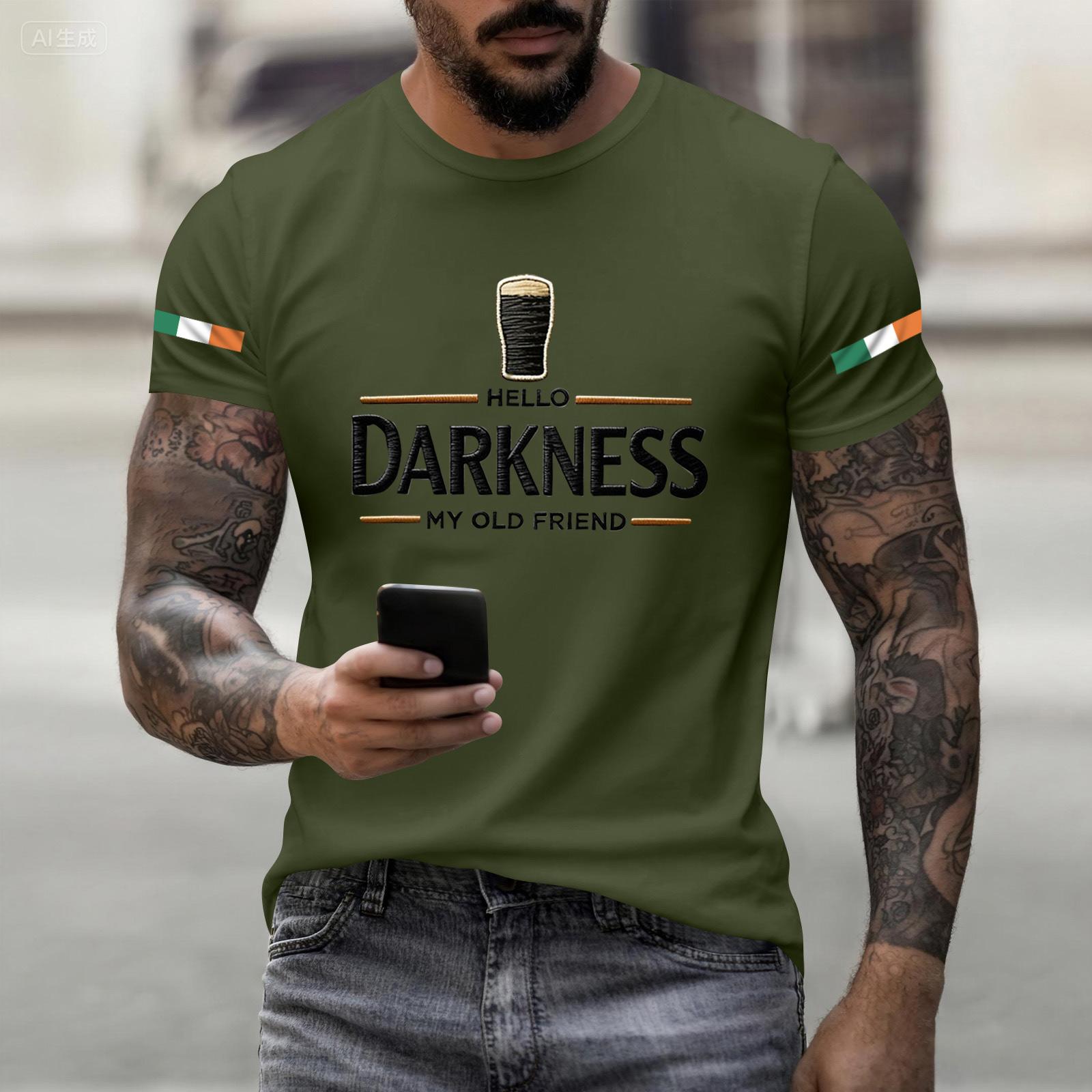 Fashionable Round Neck Short Sleeve Work Clothes Printed Tops For Mens Summer Tops L армия зеленый 2460₽