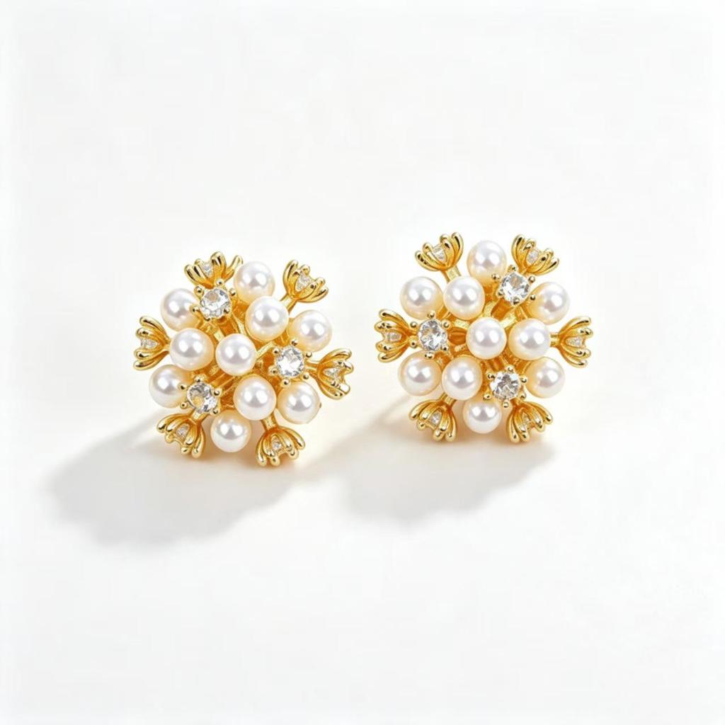 Exquisite Silver Pearl Flower Ball Earrings - Unique High-End Fashion Design