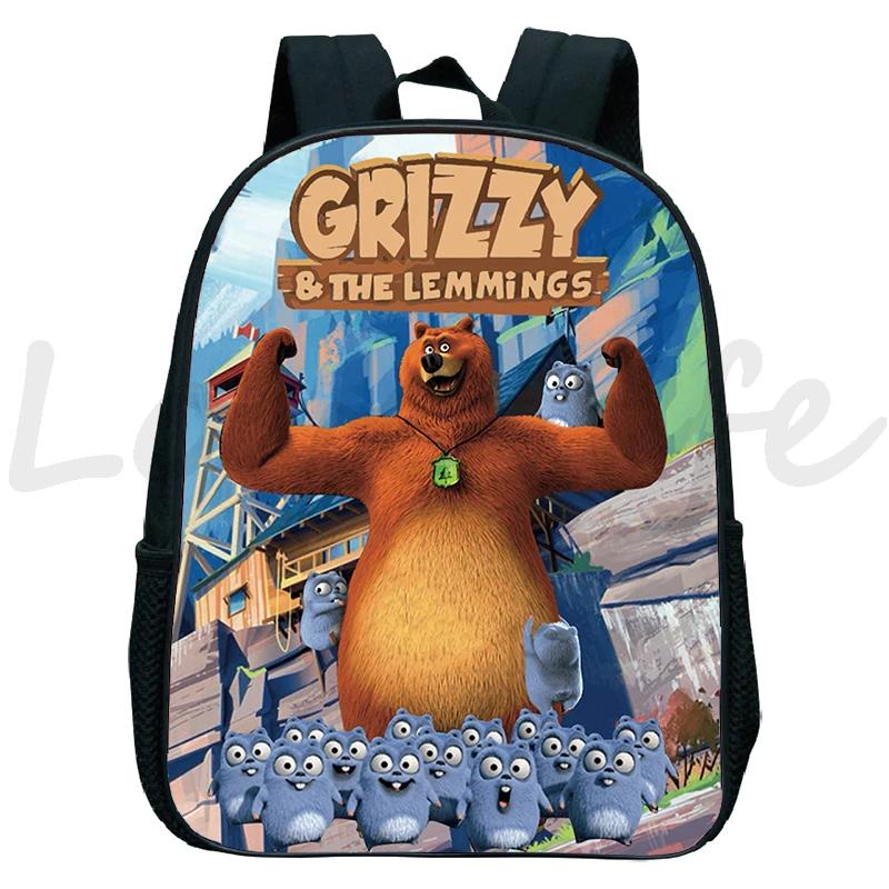 Sonnenlicht Grizzlybär Kindergartenrucksack Grizzy und die Lemminge Schultasche Kinder Cartoon Rucksack Kinder Buchtasche Geschenke