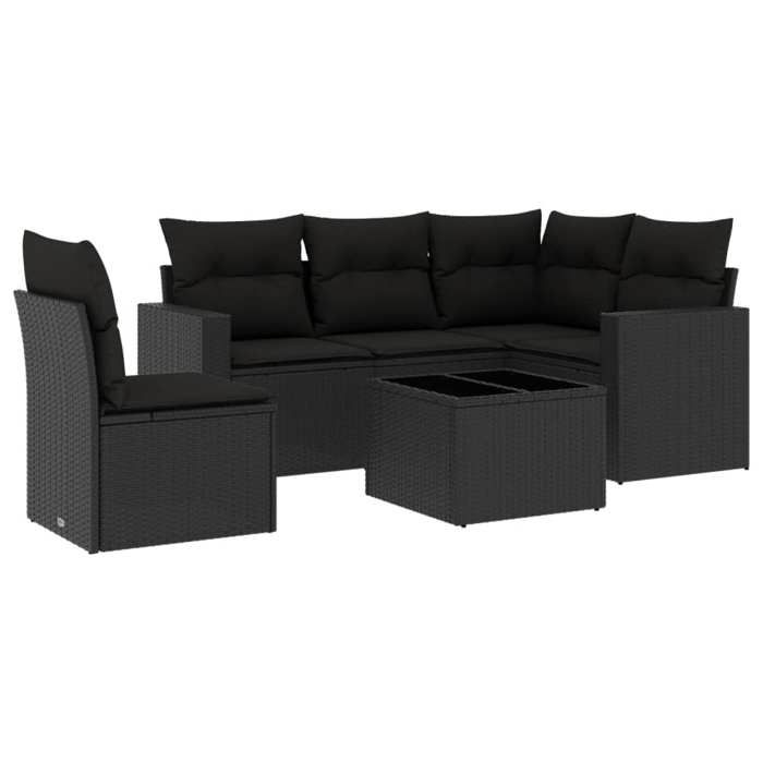 VidaXL Garden Lounge Set 6 Pcs with Cushions Black Braided Resin 3251312