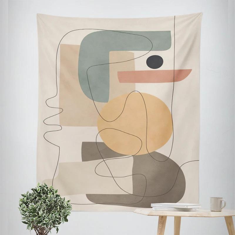 Simple Illustration Style Decorative Tapestry Home Wall Decoration Office Living Room Tapestry