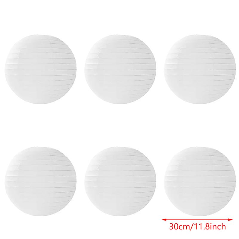 

6 шт. Белый круглый бумажный фонарь, подвесное украшение для свадебной вечеринки 4 8 12 30cm