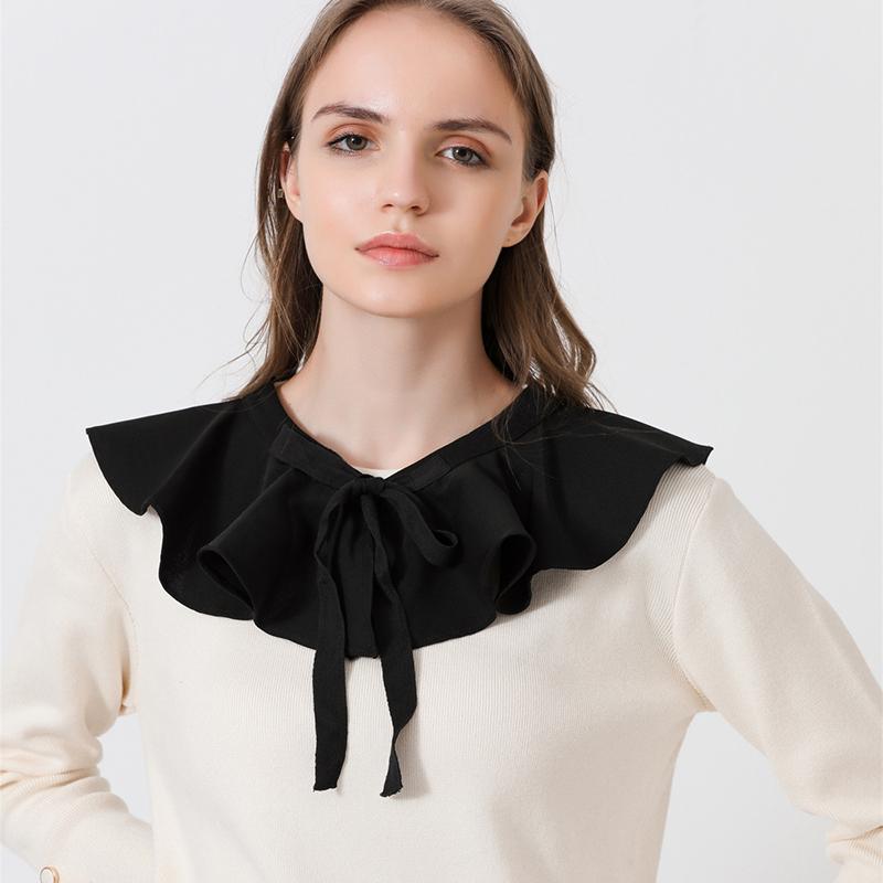 Fashion Ruffled Shawl False Collar Ribbon Decoration Necklace Lapel Blouse Detachable Shoulder Wraps Cape Girls Fake Collar