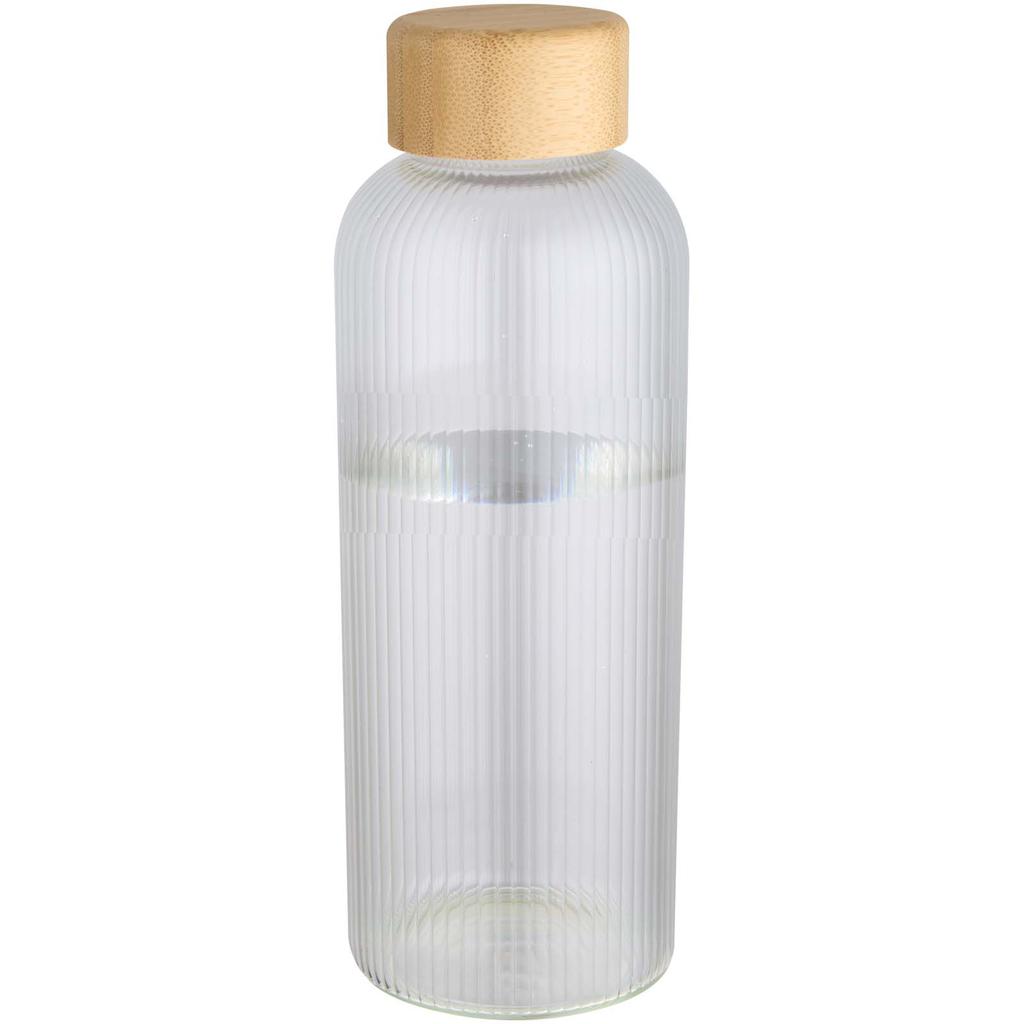Bottle, 650 Ml Glass Borosilicate De Pared Simple with Lid De Bamboo "Mirage" Transparent