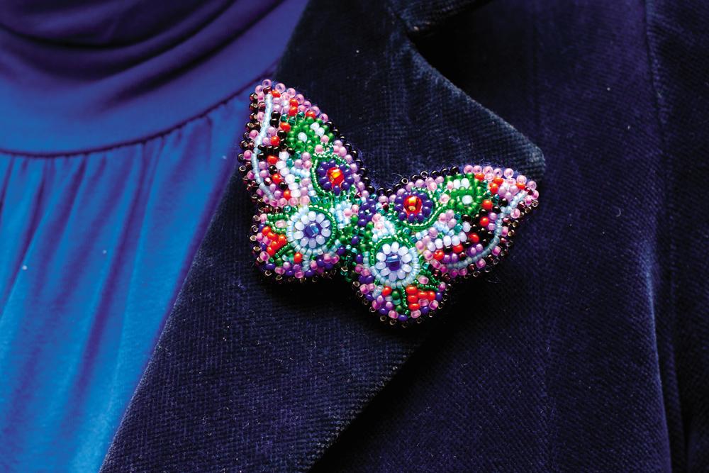 Set for Embroidery with Beads Decorations On Natural Artistic Canvas Abris Art Butterfly