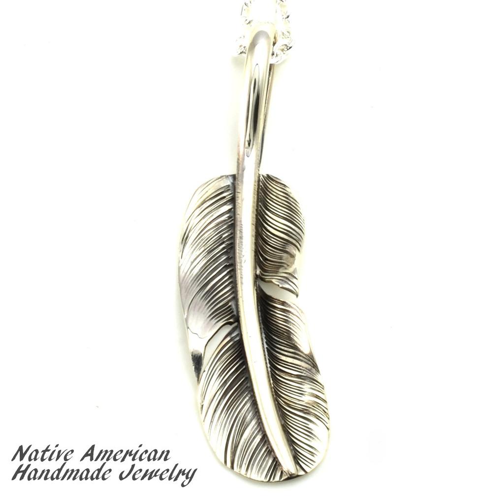 [STERLING SILVER 925] Feather Silver Necklace Pendant Chain AMTHANE-008