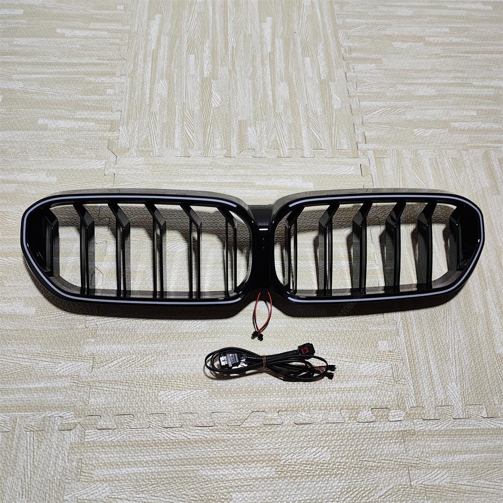 

LED White Light Gloss Black Car Front Bumper Kidney Grill Grilles For BMW 5 Series G30 G31 F90(M5) LCI 2020-2023 ABS Car Styling