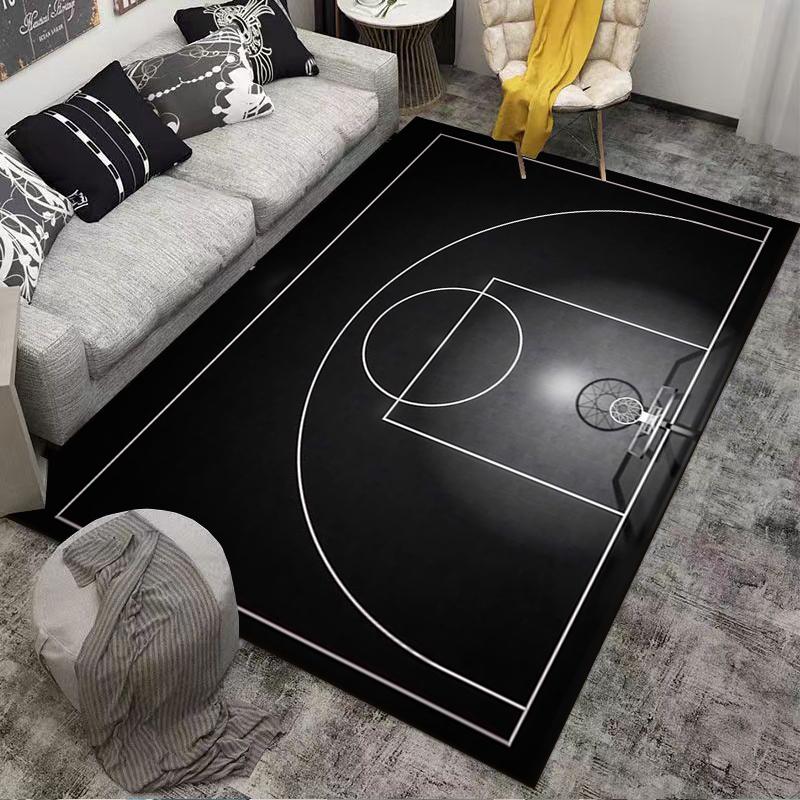 Basketball Court Pattern Black Carpet for Bedroom or Living Room Suitable for use as an anti-slip for living room bedroom sofas