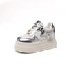 Thick-soled 2025 spring and autumn heightening white shoes super high women's shoes lace-up new round head fashion thin casual versatile