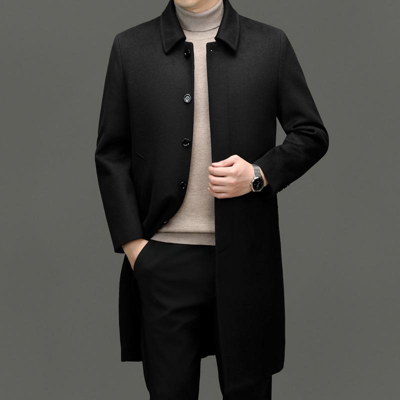 

Мужская куртка Осень и Зима Новая Мода Деловой Повседневный Средней длины Тренч с лацканами 4XL чёрный