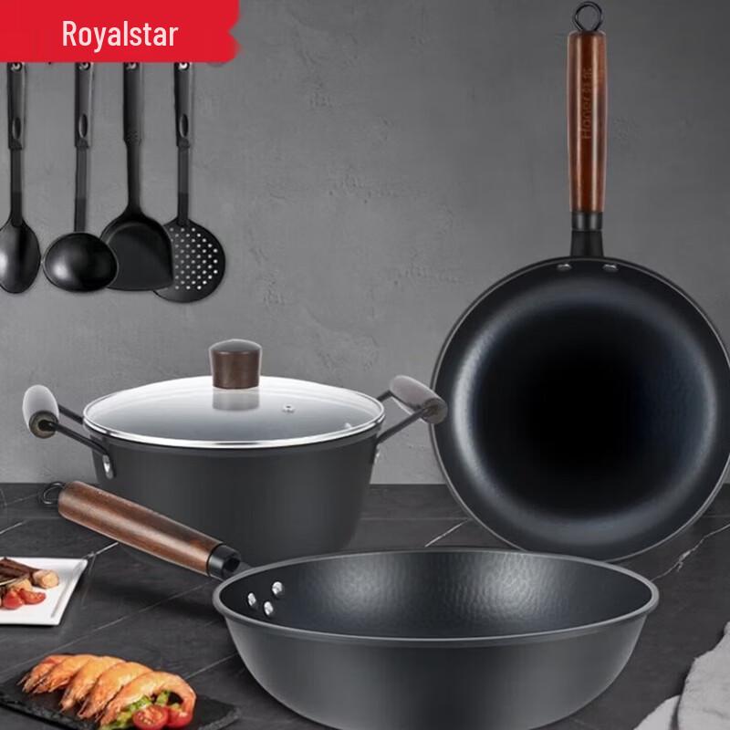 Royalstar Artisan Forged Iron Wok 3-Piece Set