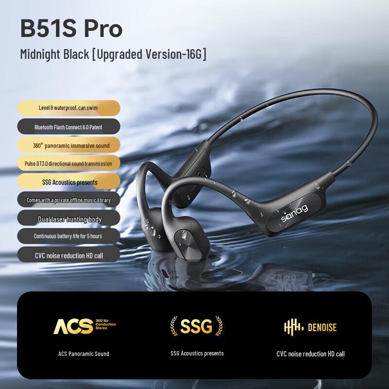 Saina B51S Pro Waterproof Bone Conduction Sports Headset